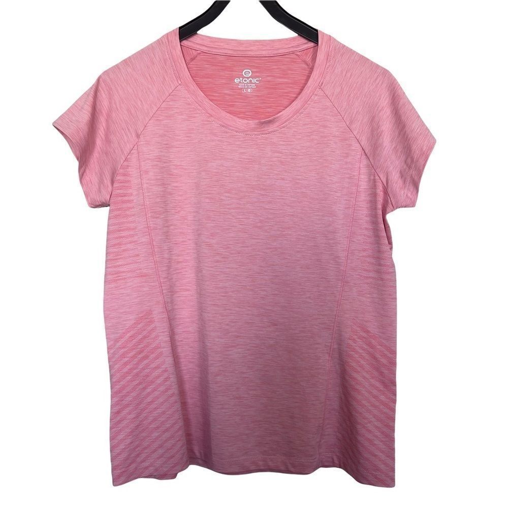 Etonic Womens Sz L Short Sleeve Peach Space Dye Activewear Top